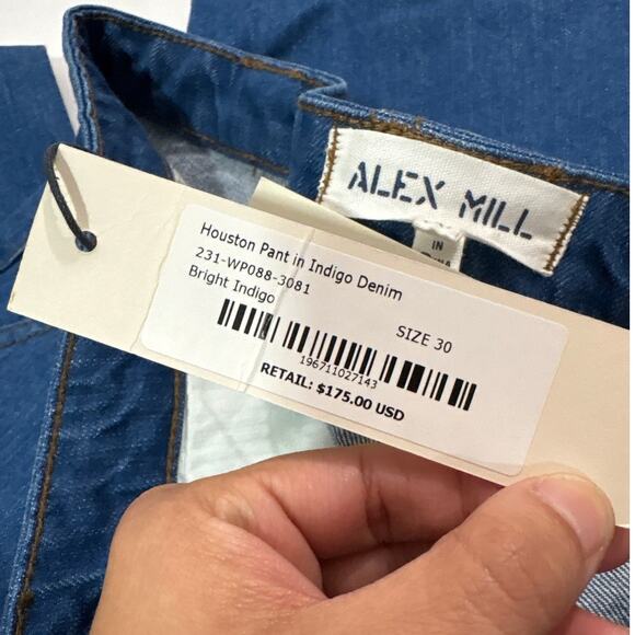 NWT Alex Mill Womens 30 Blue Houston Pants Mom Jeans Indigo Denim Solid Basic - Picture 7 of 11